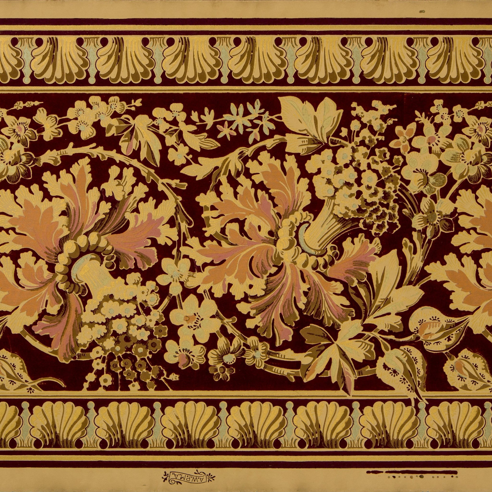 Scrolling Floral Foliate Tapestry Border/Antique Wallpaper - Bolling &  Company